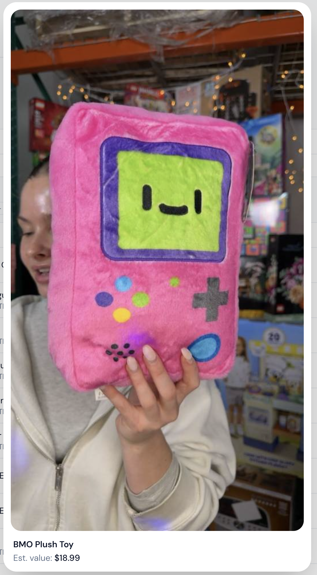 Zoomed photo of a single captured item — BMO Plush Toy